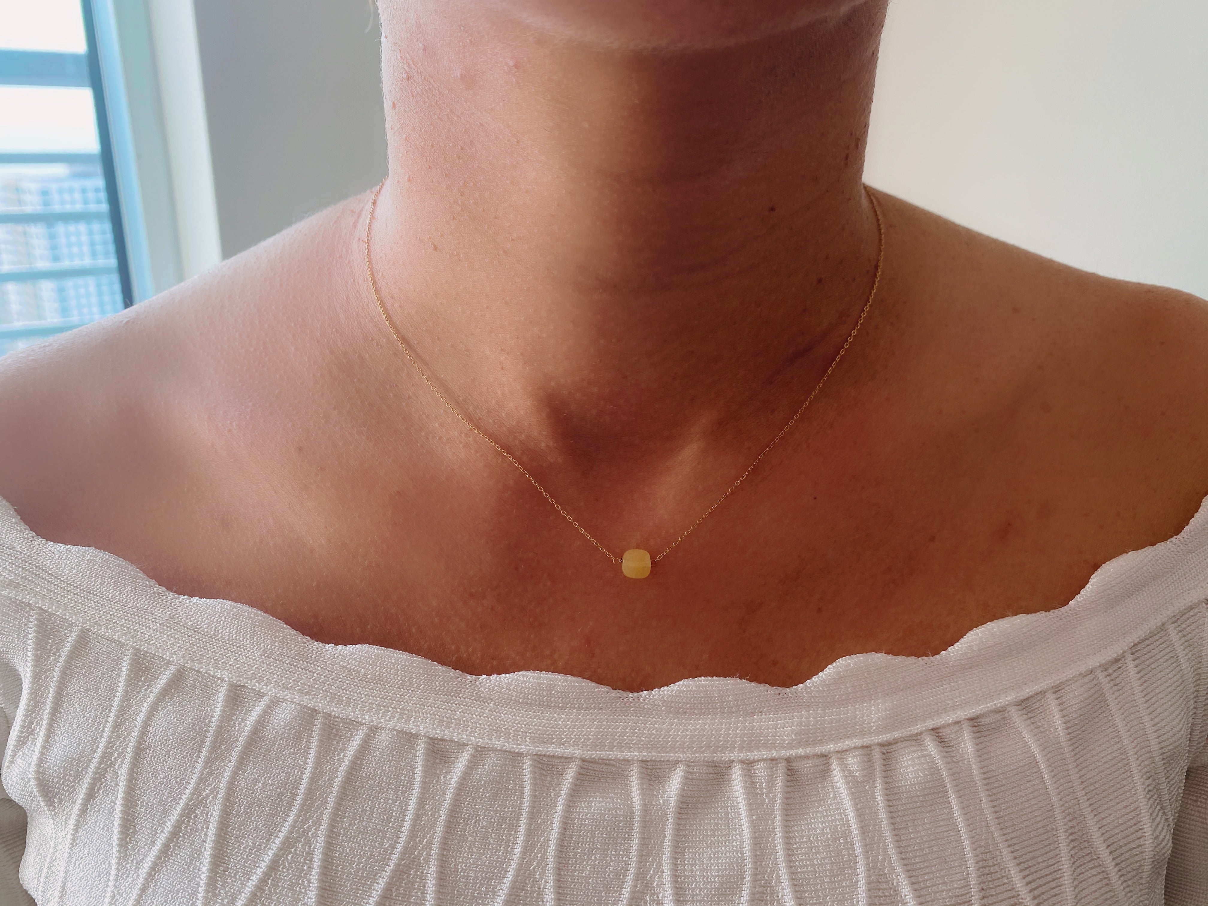 Yellow Aventurine 7mm Necklace - Aries Birthstone -
