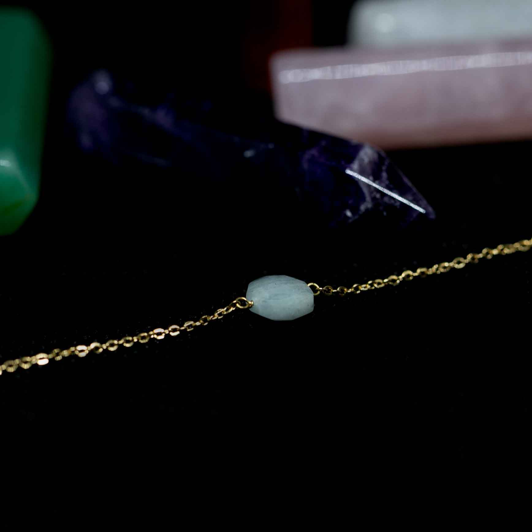 Aquamarine 7mm Necklace - Aries Birthstone -