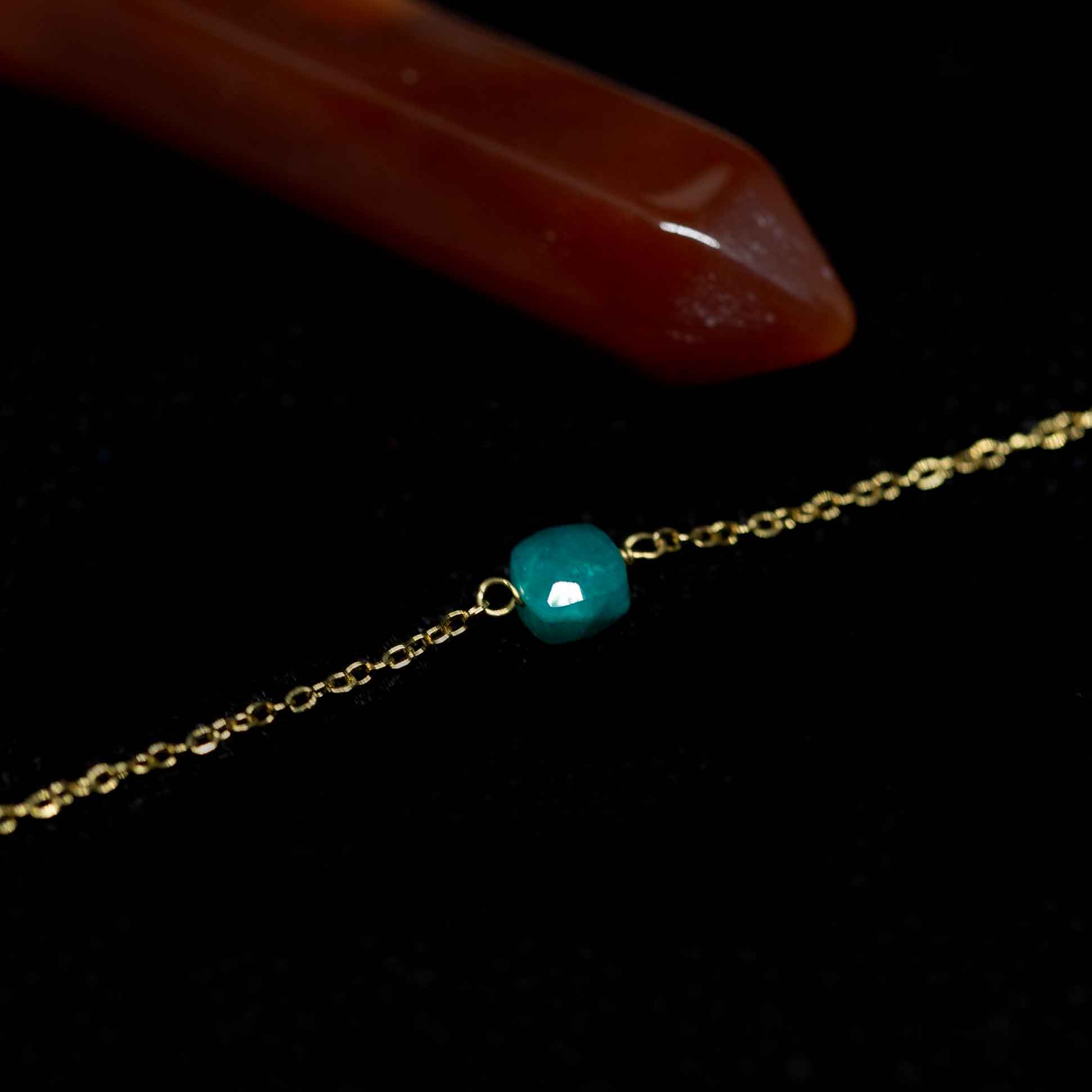 Dark Amazonite 5mm Necklace - Scorpio Birthstone -