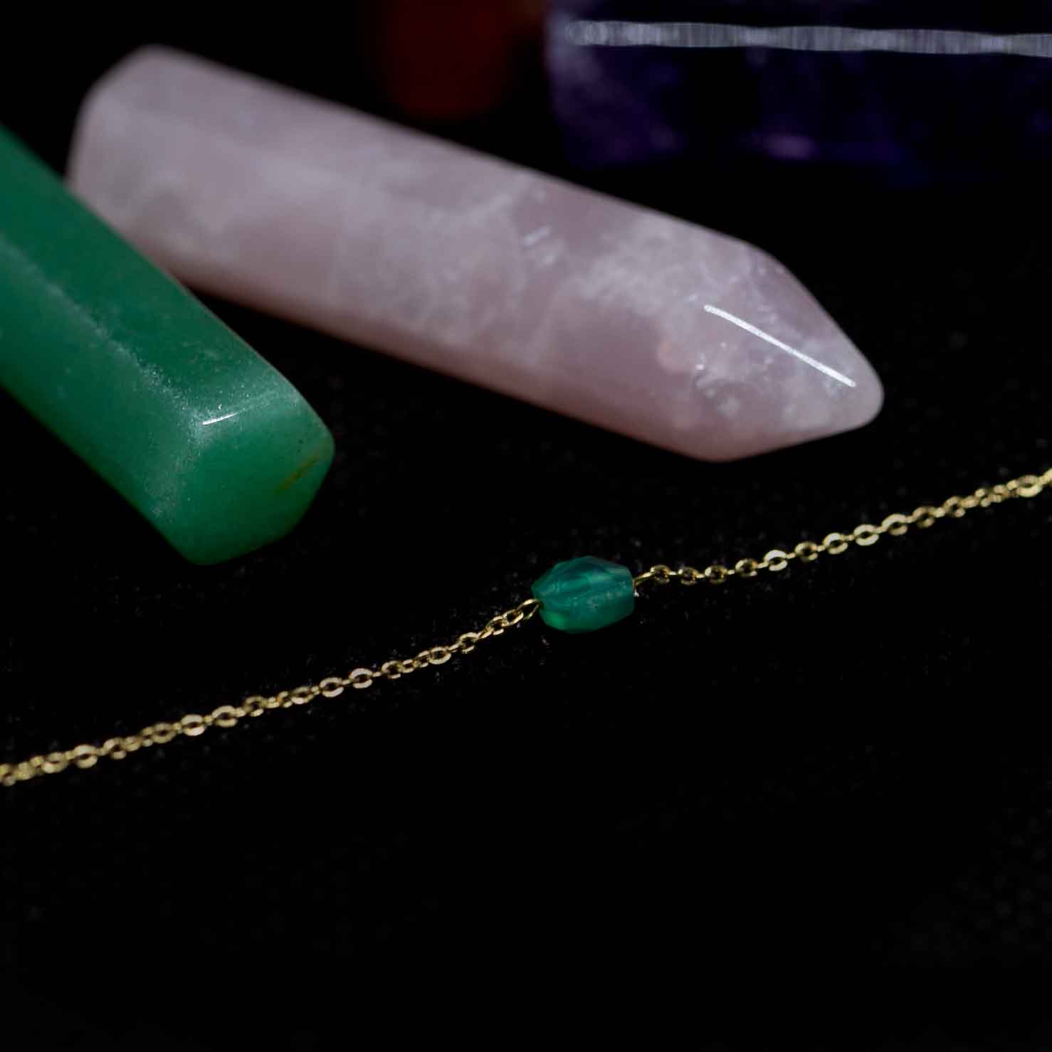Green Onyx 5mm Necklace - Gemini Birthstone -